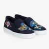 KENZO KENZO KIDS NAVY BLUE TIGER SLIP-ON TRAINERS