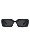 Loewe Chunky Anagram 46mm Rectangular Sunglasses In Shiny Black / Smoke