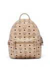 Mcm Stark Small Coated Canvas Monogram Backpack In Beige