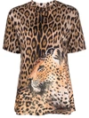 Roberto Cavalli Ocelot Print T-shirt In Brown