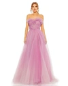 Mac Duggal Strapless Glitter Tulle Gown In Lilac Ombre