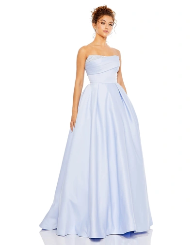 Mac Duggal Strapless Sweetheart Ballgown In Powder Blue