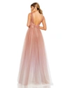 Mac Duggal Gilter Ombre V Neck Sleeveless Gown In Vintage Rose