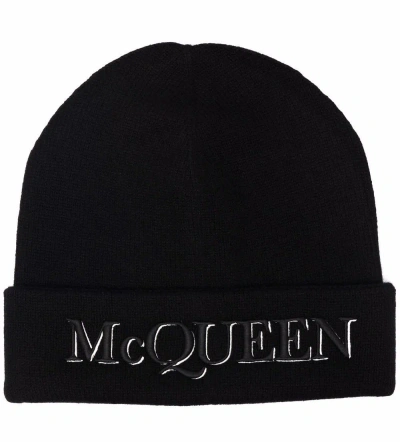 Alexander Mcqueen Black And Ivory Cashmere Beanie In Black/ivory