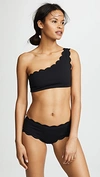 Marysia Barbara One Shoulder Scallop Bikini Top In Black