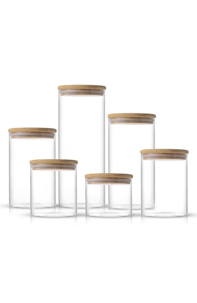 JOYJOLT JOYJOLT SET OF 6 MULTISIZE GLASS JARS WITH AIRTIGHT BAMBOO LIDS