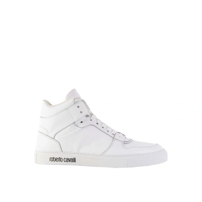 Roberto Cavalli Logo Embossed Hi-top Women's Sneakers In White