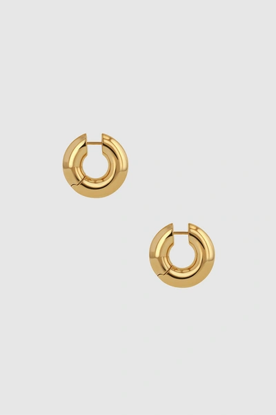 Anine Bing Small Bold Link Hoops In Gold In 14k Gold