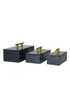 Vivian Lune Home Black Marble Box With Goldtone Handle In Black