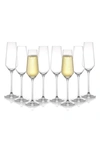 Joyjolt Set Of 8 Layla Crystal Bubbles Flutes In Clear