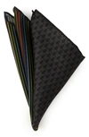 Cufflinks, Inc X Disney Mickey Rainbow Stripe Silk Pocket Square In Black
