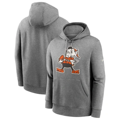 Nike Heather Gray Cleveland Browns Rewind Club Logo Pullover Hoodie