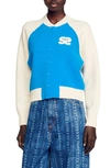 Sandro Bolzano Varsity Color Block Boucle Cardigan In Blue