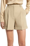 MICHAEL KORS PLEATED WOOL GABARDINE SHORTS