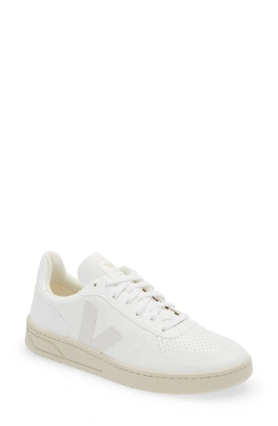 Veja V-10 Low Top Sneaker In Full-white