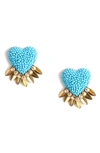 DEEPA GURNANI DANIKA BEADED FRINGE HEART STUD EARRINGS