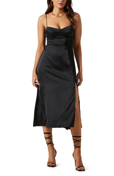 Astr Bustier Satin Dress In Black