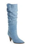 Isabel Marant 90mm Ririo-gb Denim Tall Boots In Blue
