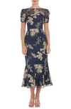 JS COLLECTIONS HOPE FLORAL EMBROIDERED COCKTAIL DRESS
