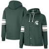COLOSSEUM COLOSSEUM GREEN MICHIGAN STATE SPARTANS MIA STRIPED FULL-SNAP HOODIE JACKET