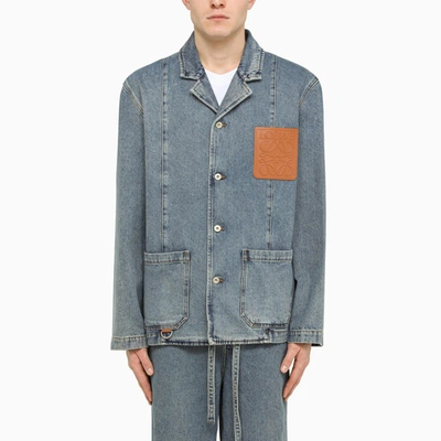 Loewe Anagram-patch Denim Workwear Jacket In Blue