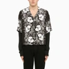 Dsquared2 Double-layered Bowling Shirt With Floral Pattern In Black