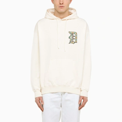 Drôle De Monsieur Logo-embroidery Cotton Hoodie In Cream