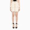 Balmain Check Tweed Button-front Cargo Mini Skirt In White