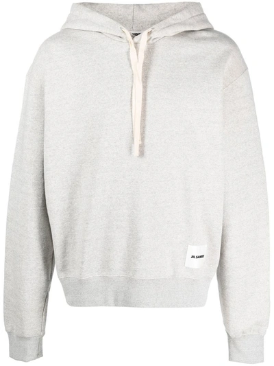 Jil Sander Drop-shoulder Drawstring Hoodie In Grey