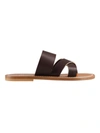 Kjacques Crossover-strap Calf-leather Slides In Brown