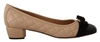 Ferragamo Beige And Black Nappa Leather Pumps In Beige