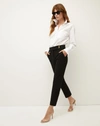 Veronica Beard Renzo Embossed Button Detail Trousers In Black With Gold Buttons