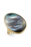 Marco Bicego 18k Yellow Gold Lunaria Ring With Black Mother-of-pearl In Grey Mother Of Pearl