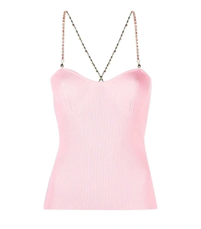 Blugirl Crystal-embellished Strap Knit Top In Pink