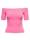 Alexander Mcqueen Pink Off-the-shoulders Top In Viscose Blend Woman In Pink
