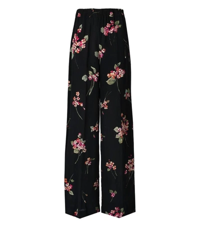 Twinset Floral-print Palazzo Trousers In Black