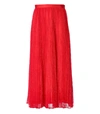 Twinset Maxi Skirt In Red With Side Slit Flared Skirt In Pink