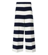 TWINSET TWINSET  WHITE AND BLUE CROPPED STRIPED TROUSERS