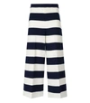 Twinset White And Blue Cropped Striped Pants In Blue
