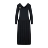 Lanvin Black Ls Drape Midi Dress In Black