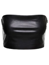 The Andamane Black Bandeau Tube Top Crop Faux Leather In Black