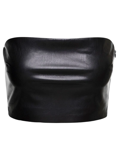 The Andamane Gwen Faux Leather Tube Top In Black