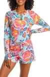 La Blanca Breezy Long Sleeve Half-zip Rashguard In Multi
