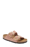 Birkenstock Arizona Big Buckle Womens Faux Leather Slip On Slide Sandals In Old Rose