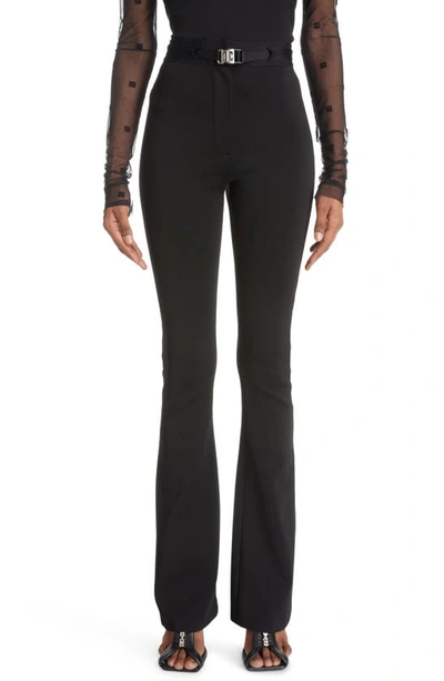 Givenchy 4g Belted Bootcut-leg Viscose Trousers In Black