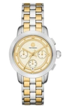 Tory Burch The Tory Two-tone Chronograph Bracelet Watch, 37mm In Two-tone
