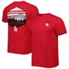 Image One Red Houston Cougars Landscape Shield T-shirt In Red