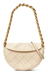 Tory Burch Mini Fleming Soft Crescent Shoulder Bag In New Cream