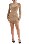 House Of Cb Taya Long Sleeve Chenille Minidress In Musk