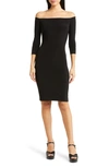 NORMA KAMALI OFF THE SHOULDER BODY-CON KNIT DRESS